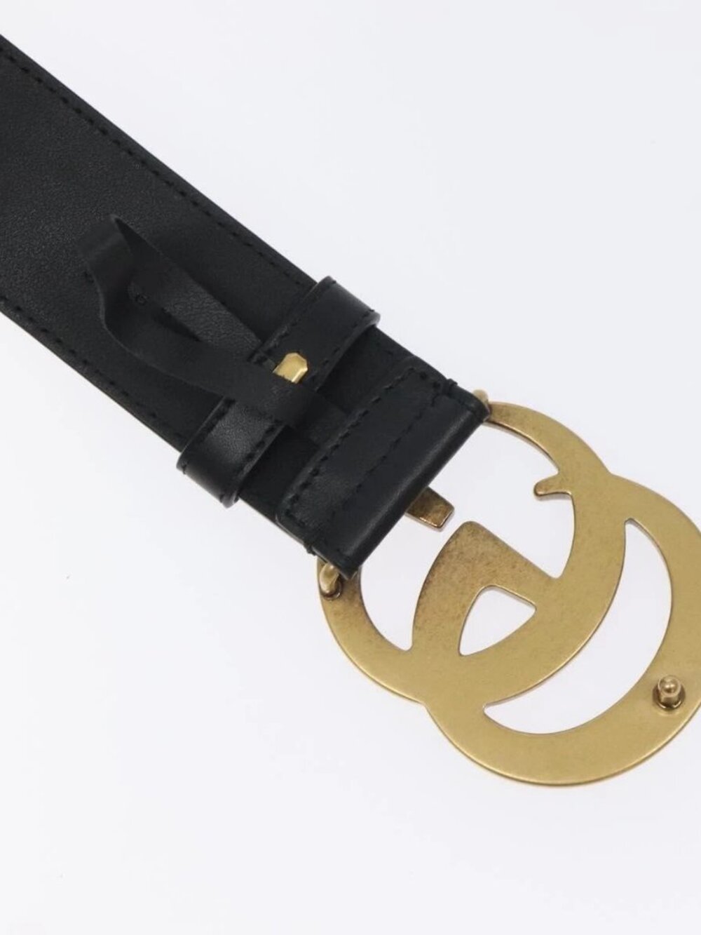 GUCCI GG Marmont Belt Leather 31.5" Black Gold 400593 Auth SW818M - Picture 10 of 11